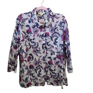 Appleseed's NWT Sustainable Cotton Floral 3/4 Sleeve Blouse Size PXL